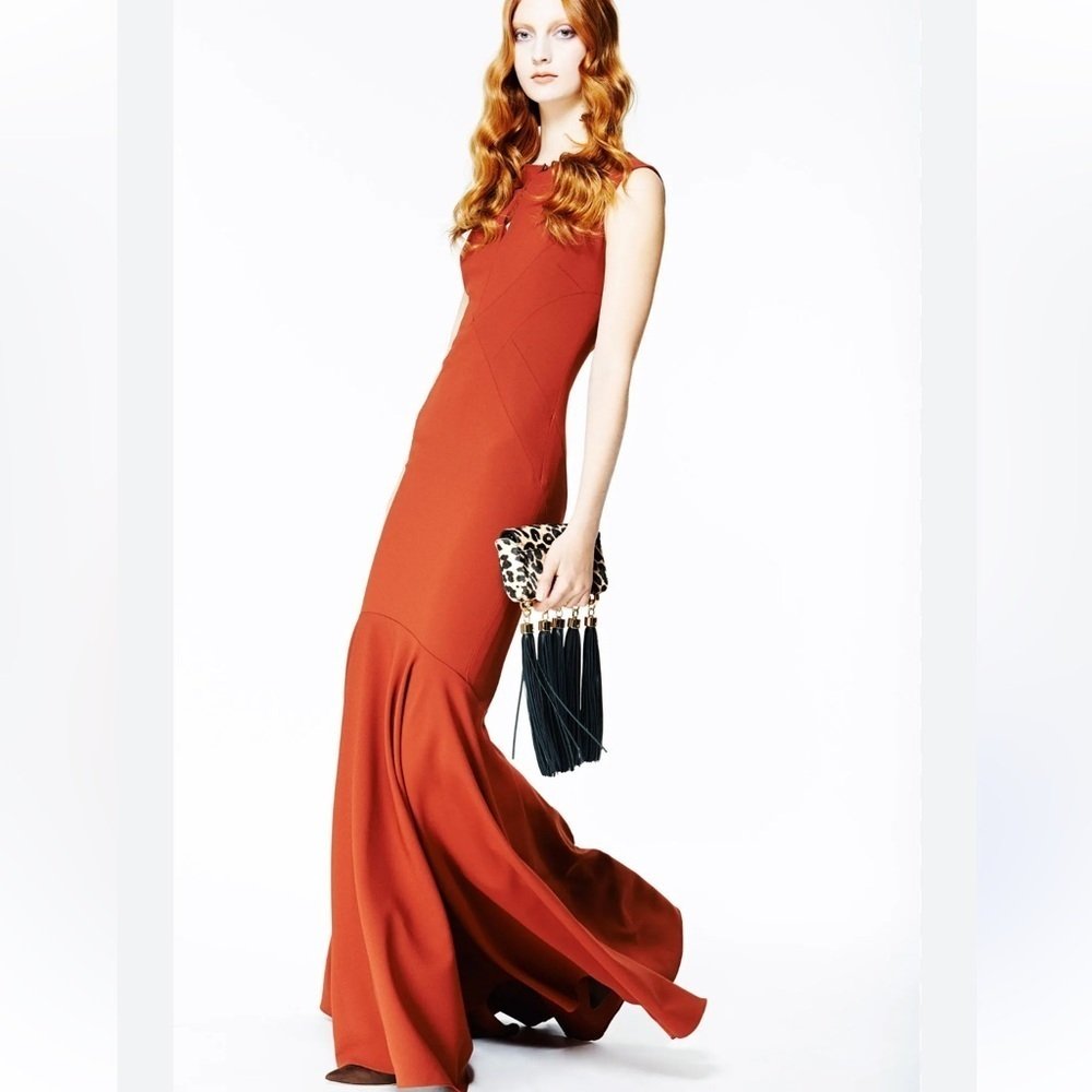 Zac Posen Terracotta Orange Sleeveless Mermaid Gown Dress New With $1,290 Tags