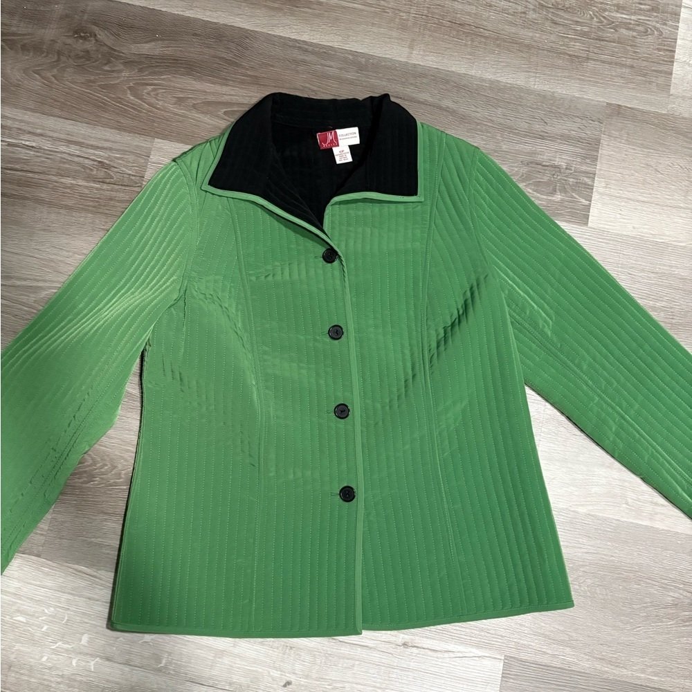 Jm Collection Green Blazer With Black Collar