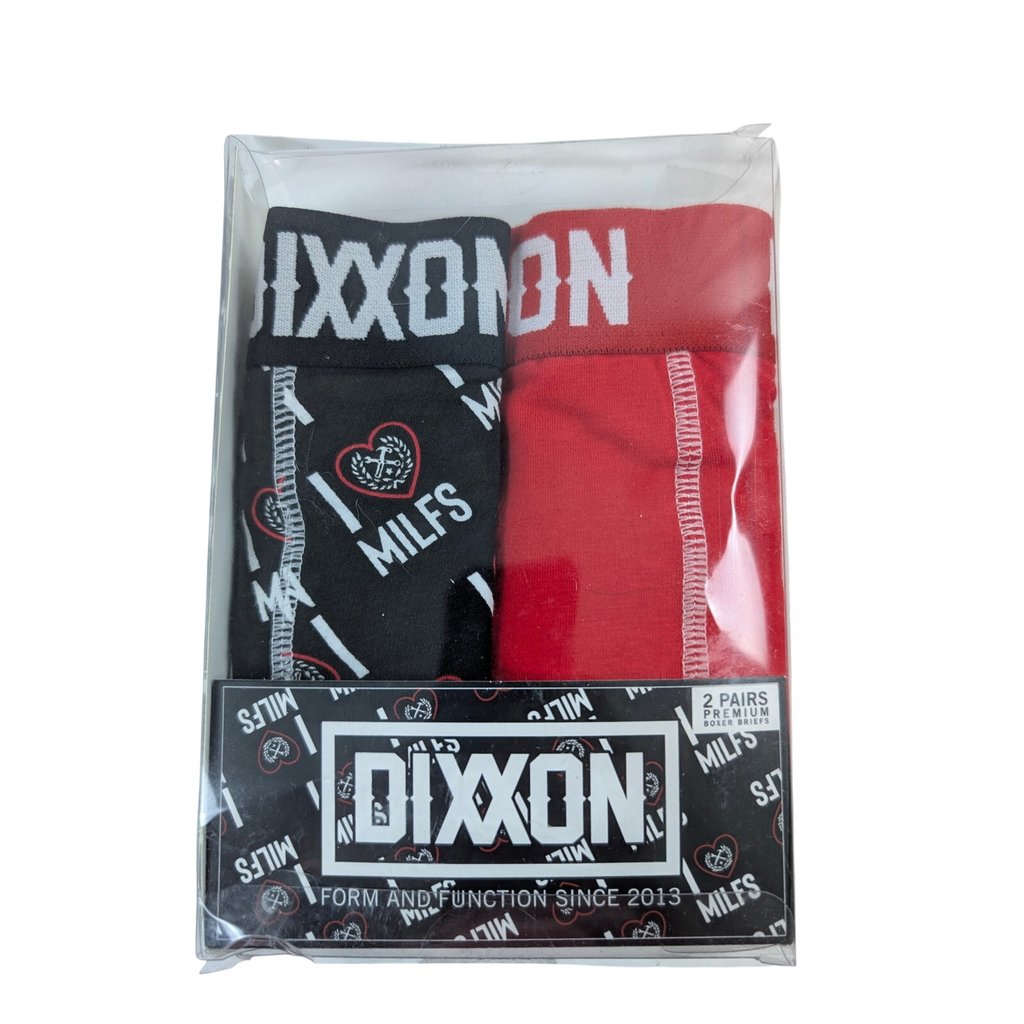 Dixxon Flannel Co Mens 2xl Premium Boxer Brief Red Black I Love Milfs 2 Pack Nib