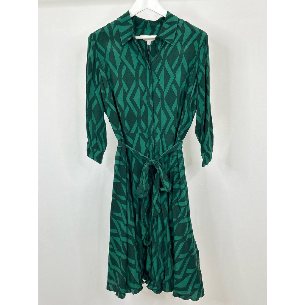 Hobbs Size 14p Green Print Women Dress