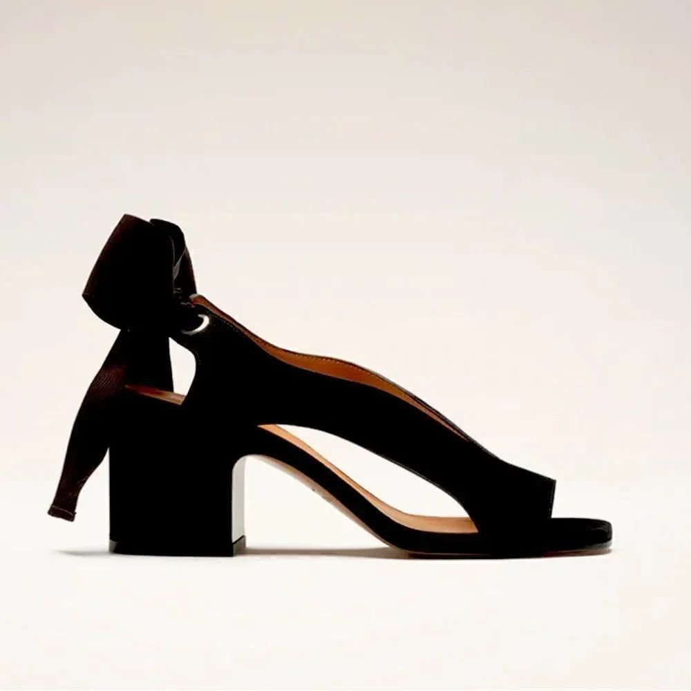 Nomasei Camoscio Sandal Black Suede With Bow Detail!
