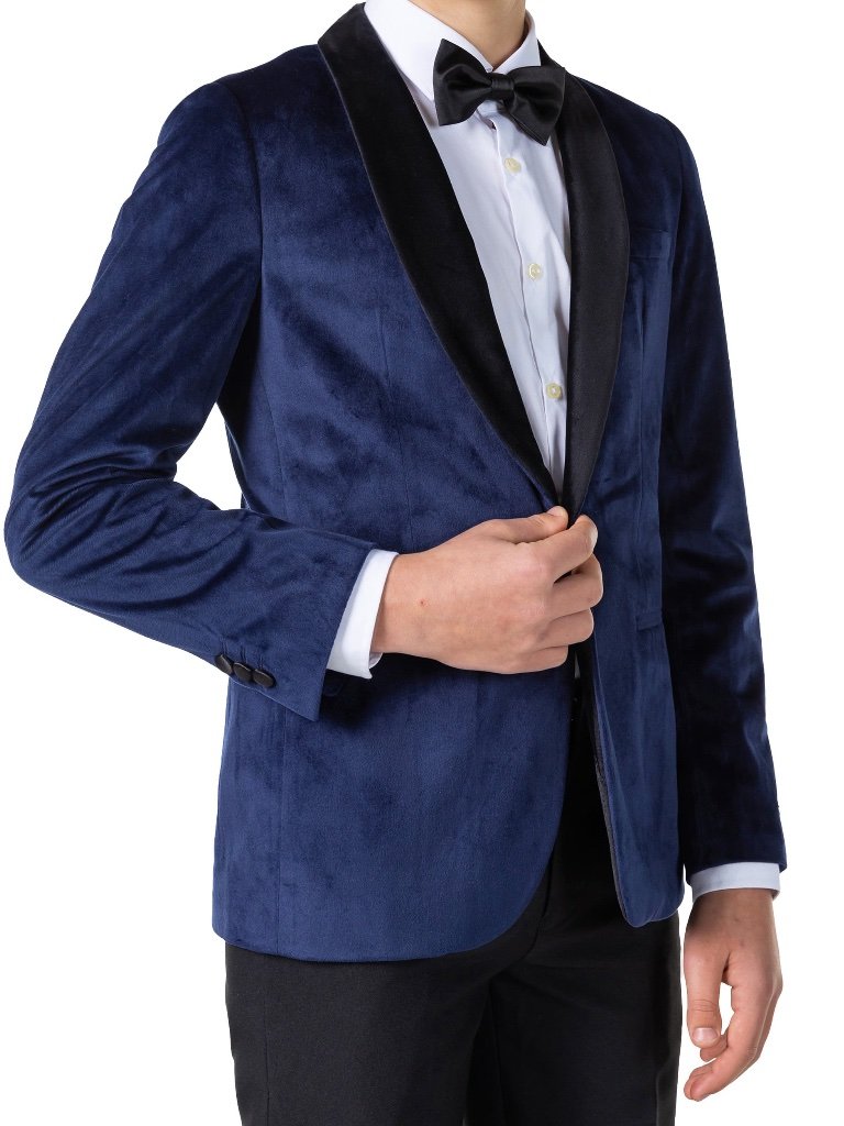 Opposuits Boys Velvet Blue Blazer Jacket