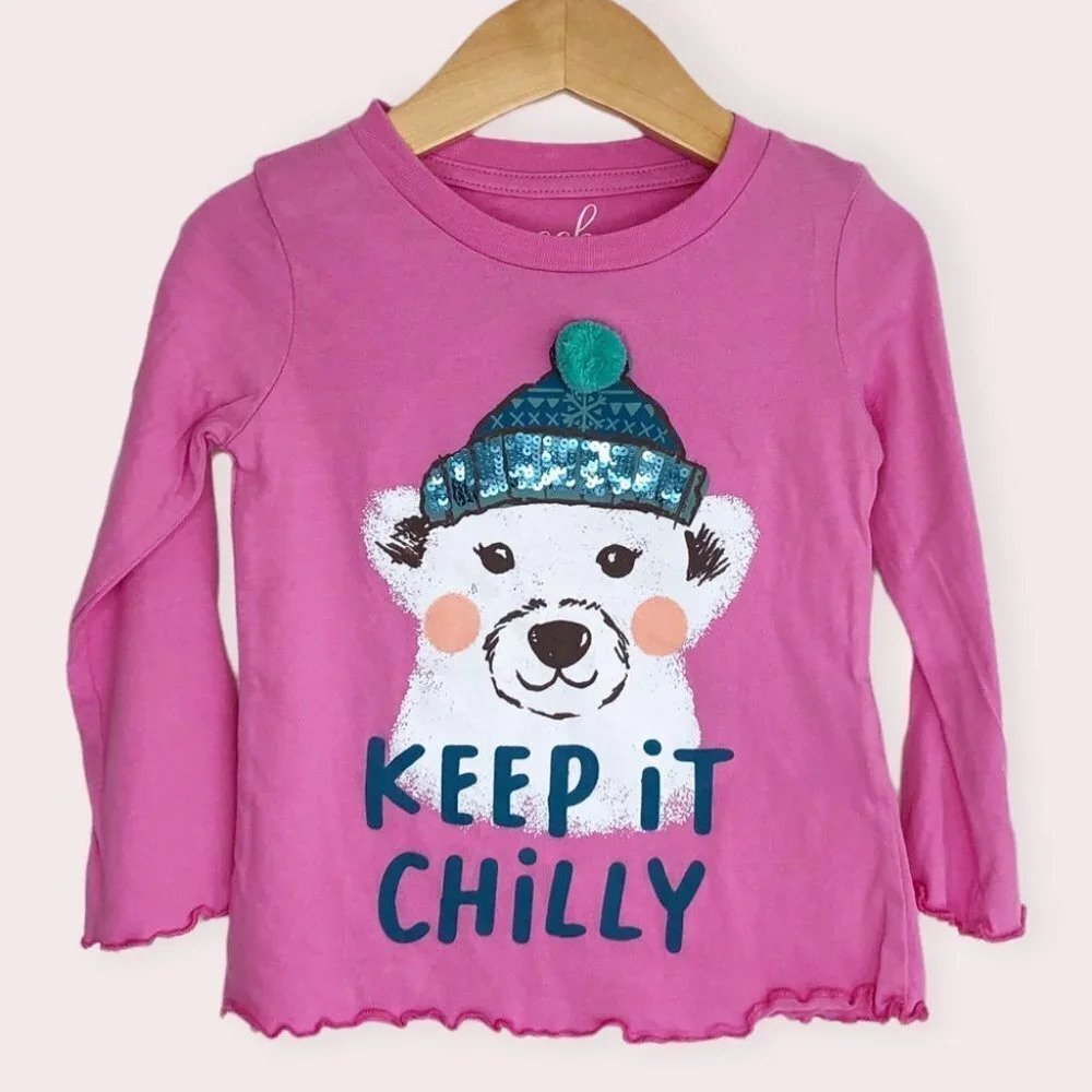 Nwt Peek X The Nature Conservatory Shirt Long Sleeve Chilly Polar Bear Pink 2t
