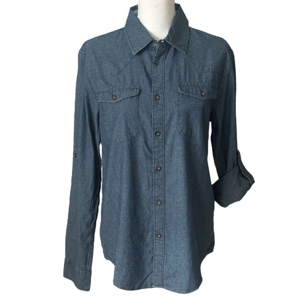 English Laundry Mens Long Sleeve Button Down Blue Denim Shirt Nwt