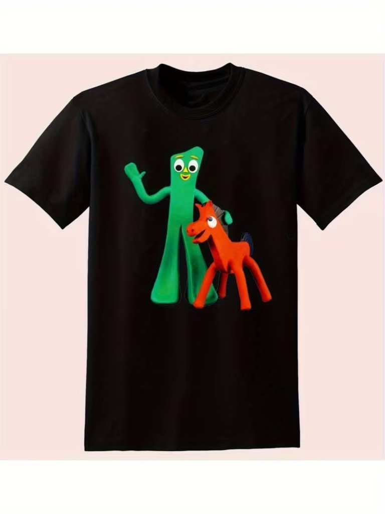 Retro Green Gumby-Like Character And Red Pony