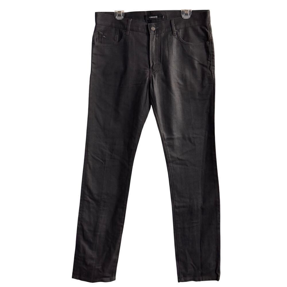 J.Lindeberg Mens Jeans 34x34 Jay Grey Denim Straight Leg Pants Zip Accent