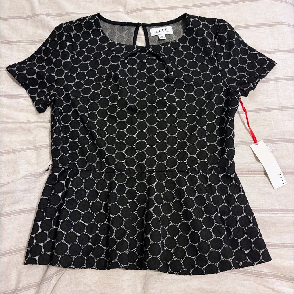 Elle Black And Gray Geometric Women's Blouse