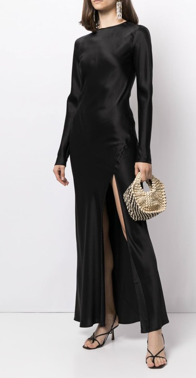 Sir. 2 Black 100% Silk Long Sleeve Soleil Maxi Dress