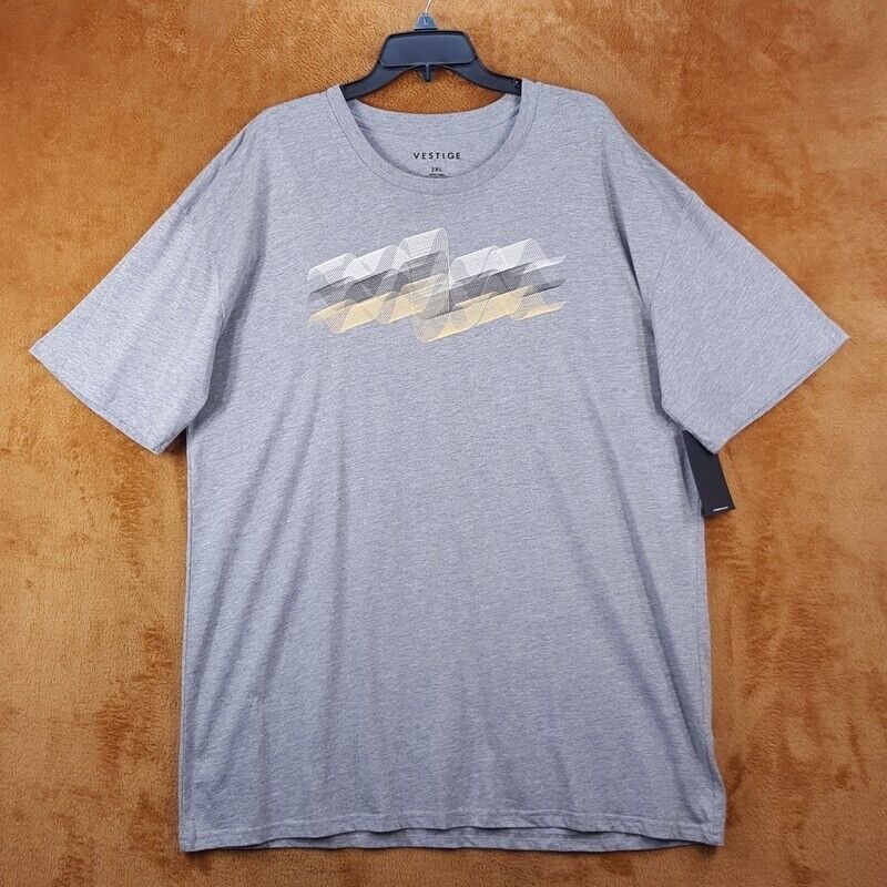 Vestige Mens Shirt Xxl Gray Pullover Crew Twisty Shape Graphic Cotton Tee