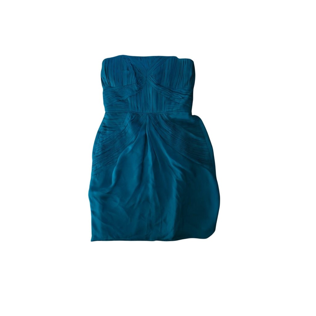 Shoshanna Teal Strapless Pleated Cocktail Mini Dress Size 6 Nwt