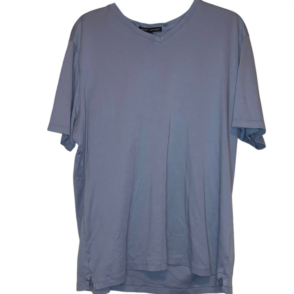 Robert Barakett V-Neck T-Shirt Xxl Blue Lagoon Pima Cotton Luxury Basic Tee