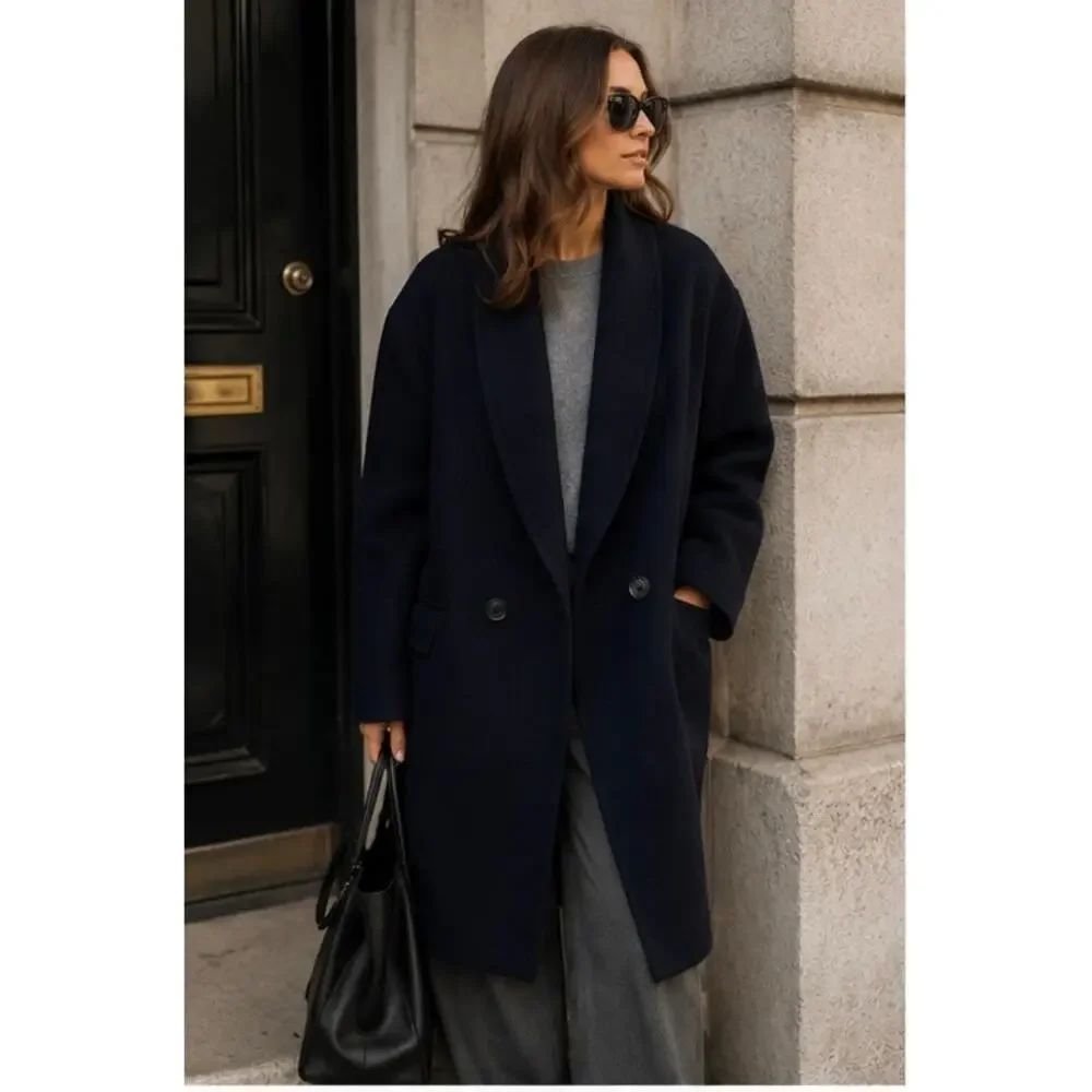Nwt Dsquared2 Drop Shoulder Coat Midnight Blue Wool Blend Coat Us 4