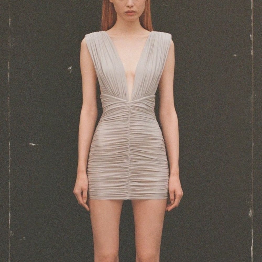 Alex Perry Keanan Plunging Ruched Mini Dress