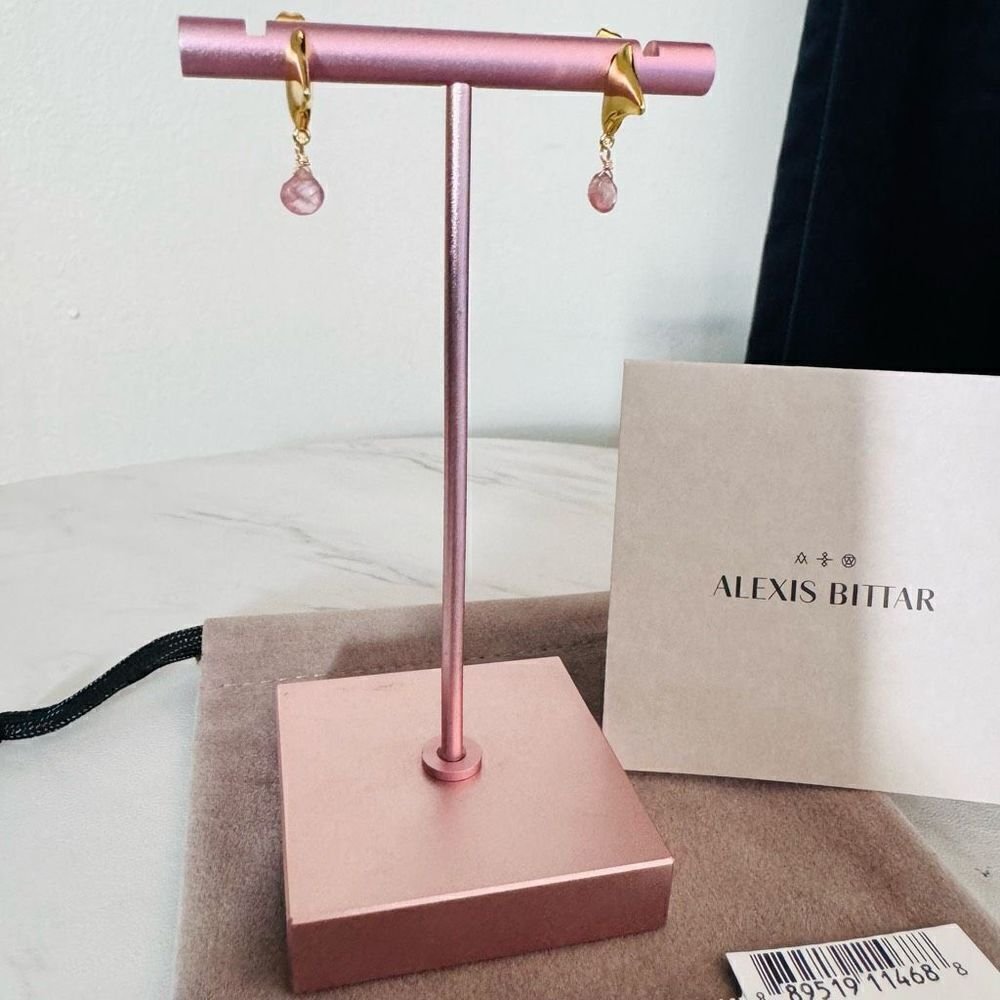Alexas Bittar Asterales Thorn 14k Goldplated & Pink Tourmaline Drop Earrings Nwt
