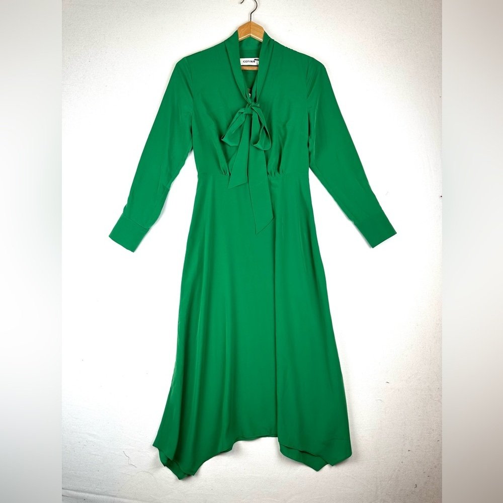 Cefinn Aurora Long Sleeve V-Neck Midi Dress Nwt Office