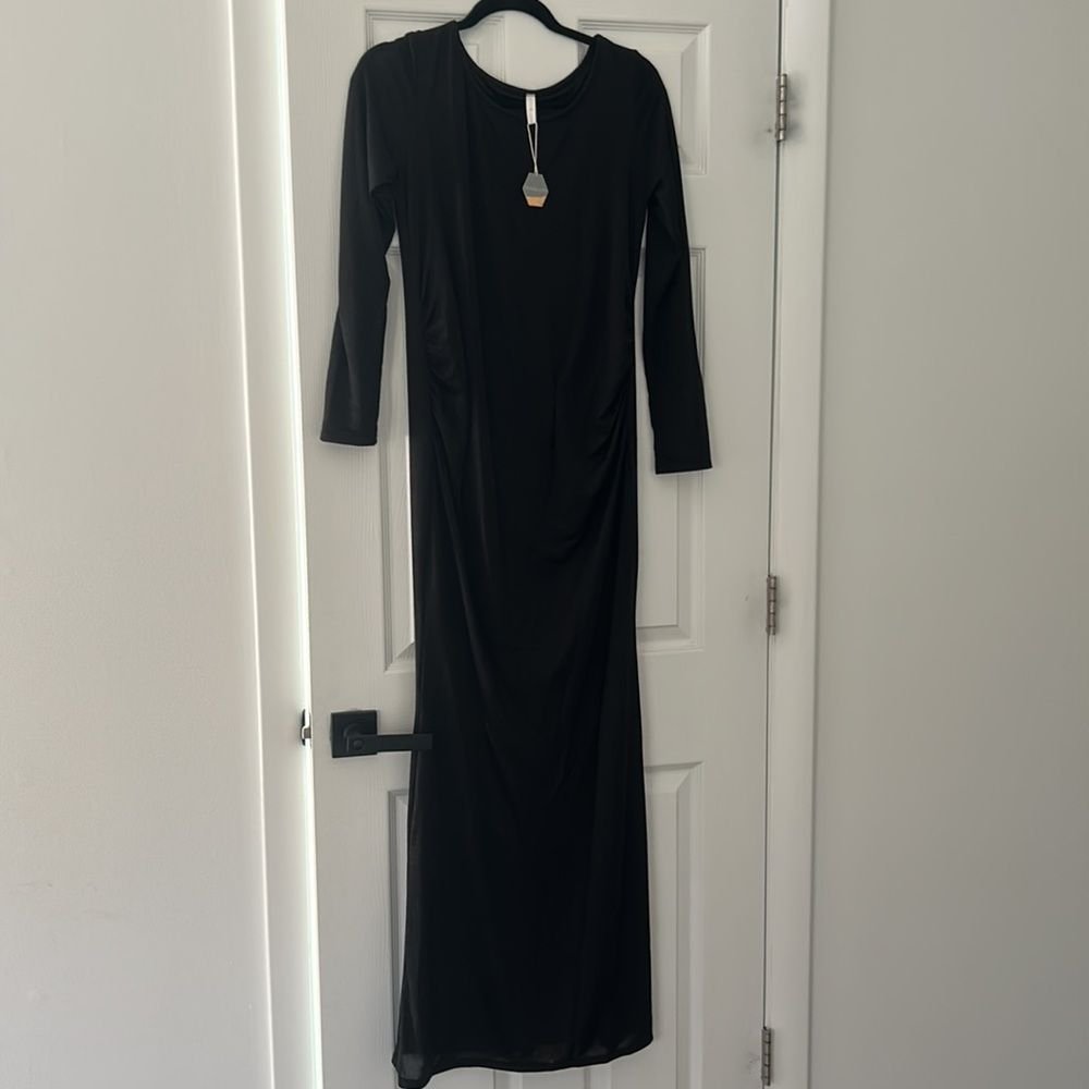 Pinkblush Cotton Long Sleeve Black Maternity Dress Size Large Nwt