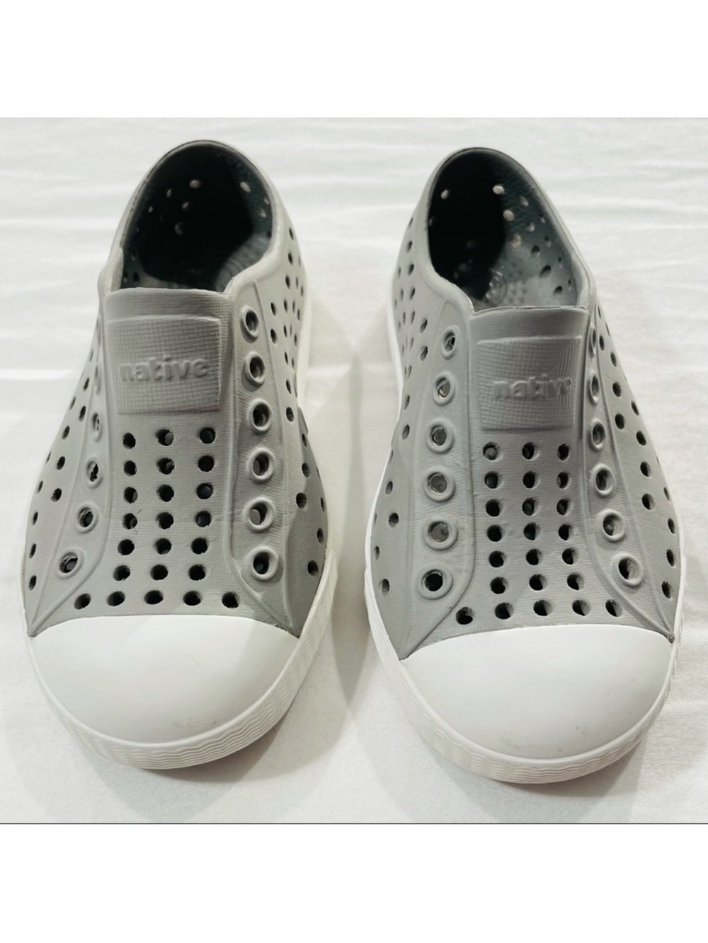 Native Jefferson Shoes Boys 6 C6 Girls Pigeon Grey Water White Toddlers Preppy
