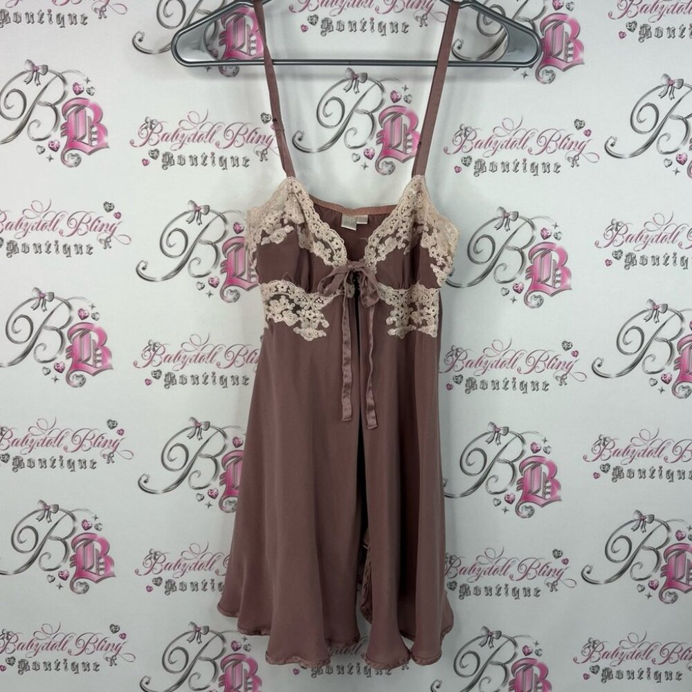 Nk Imode Dress Lacie Lace Trimmed Brown Chemise Pink Blush Pink