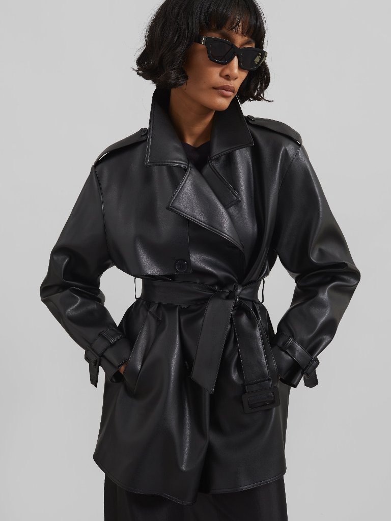Frankie Shop Medora Faux Leather Trench Coat