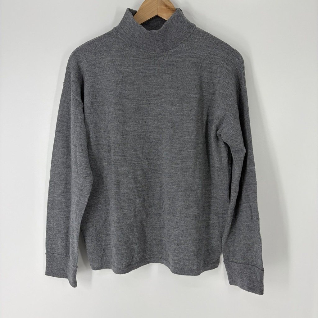 Gentle Herd Sweater Size Medium Womens Gray Merino Wool Mock Neck Pullover Soft