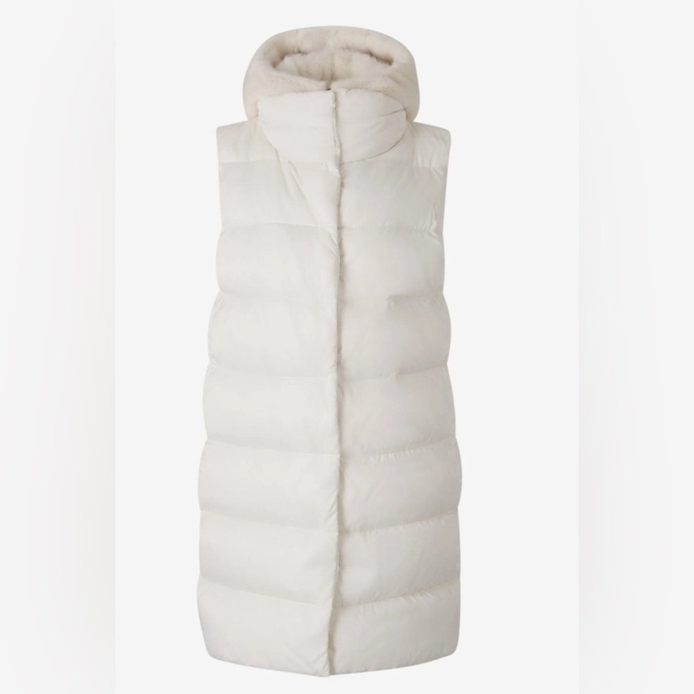 Herno Women White Goose Down Vest Faux Fur Nwt