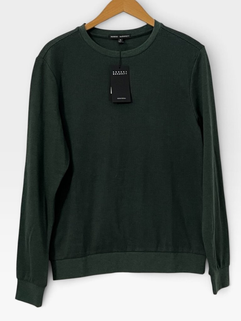Robert Barakett Cavendish Waffle Thermal Sweater Green S Nwt Minimalist