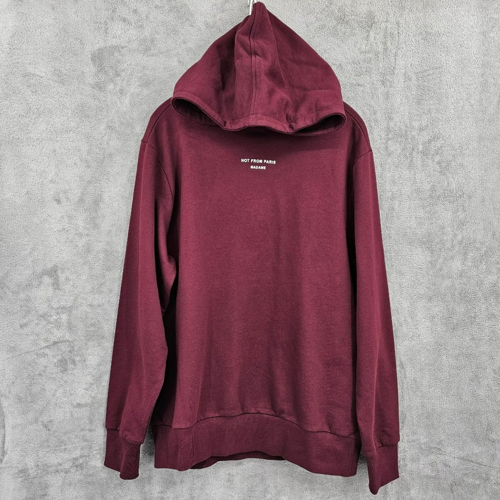 Drole De Monsieur Le Hoodie Slogan M Maroon Red Graphic Heavyweight Designer New