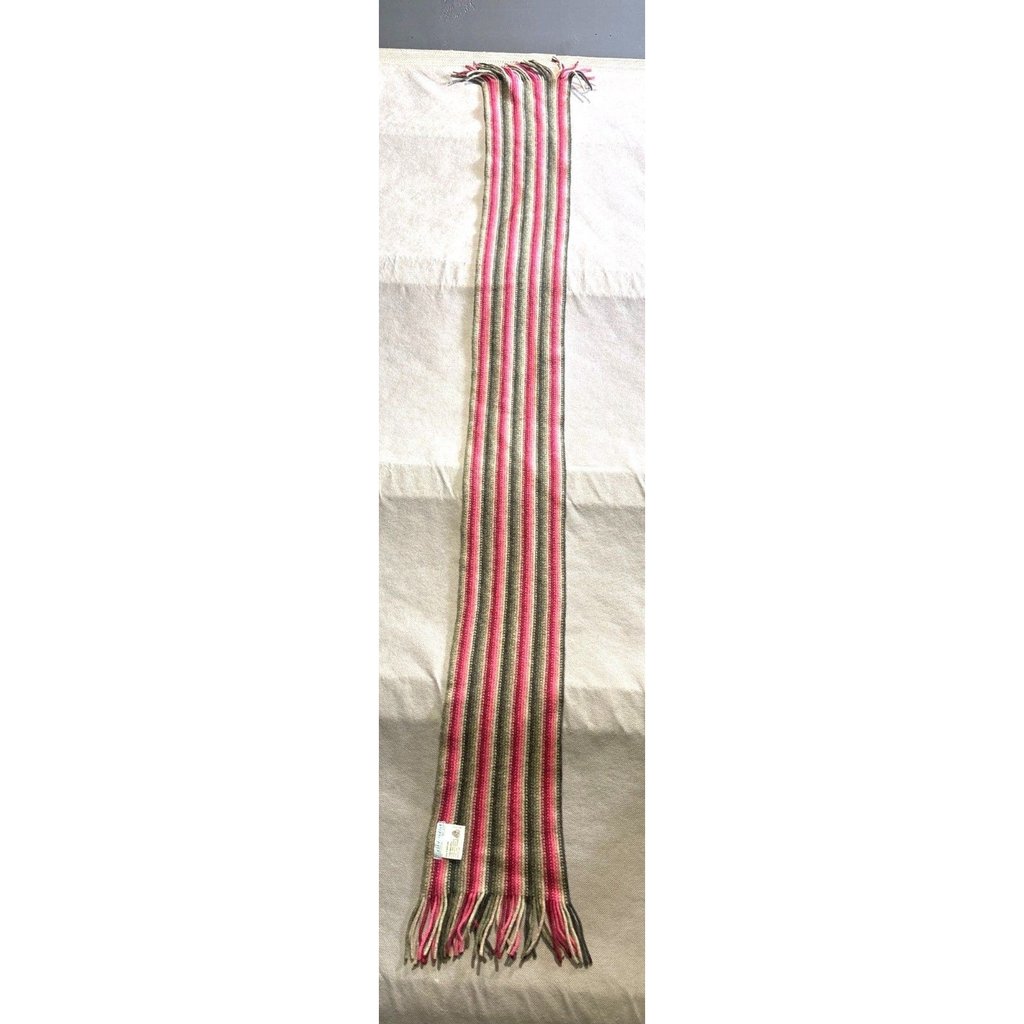 Vntage Jigsaw Junior Pure New Wool Striped Scarf Multicolor Fringe Scotland Made