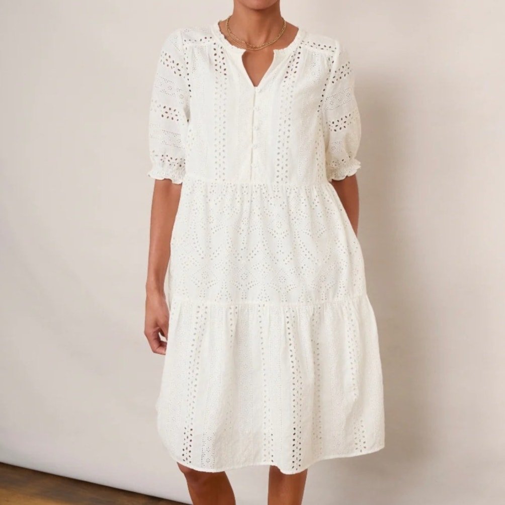 Wyse London Talina Broderie Dress Ivory New Size Us 2