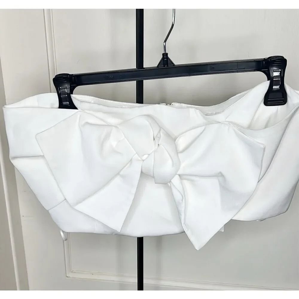 Anthropologie Boskemper Valley Bow Crop Top In White Nwt Size Xl