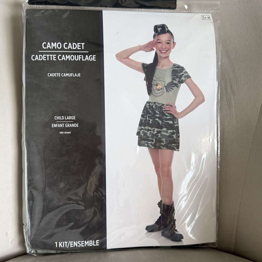 Camo Cadet Costume Girl Size Large 8-10 Halloween Party Nwt
