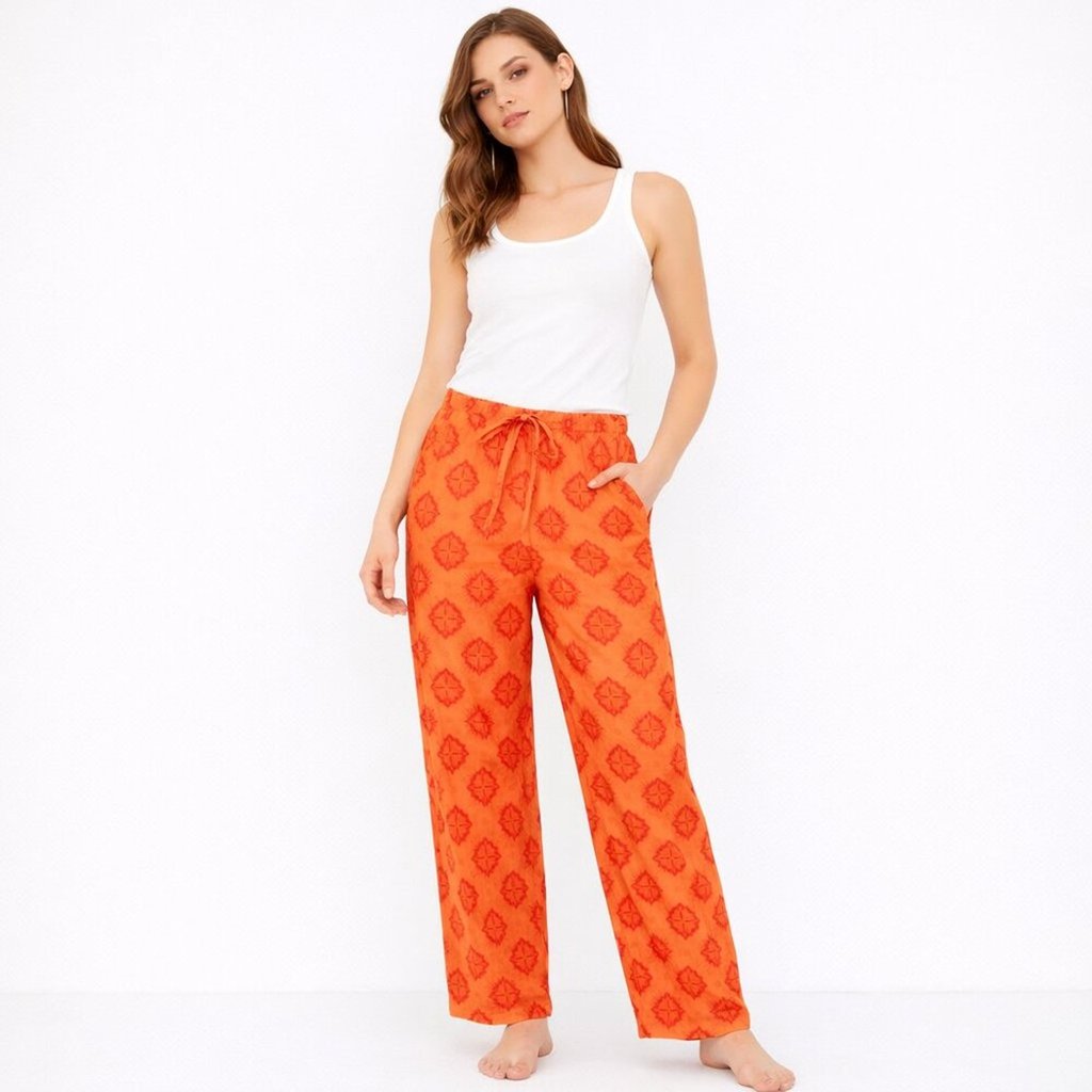 The-Are Printed Drawstring Woven Pants Size M Made In Spain