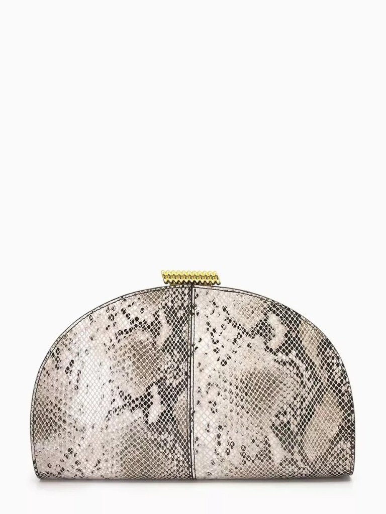 Nwt Studio Amelia Zamora Clutch Bag In Python-Print Leather