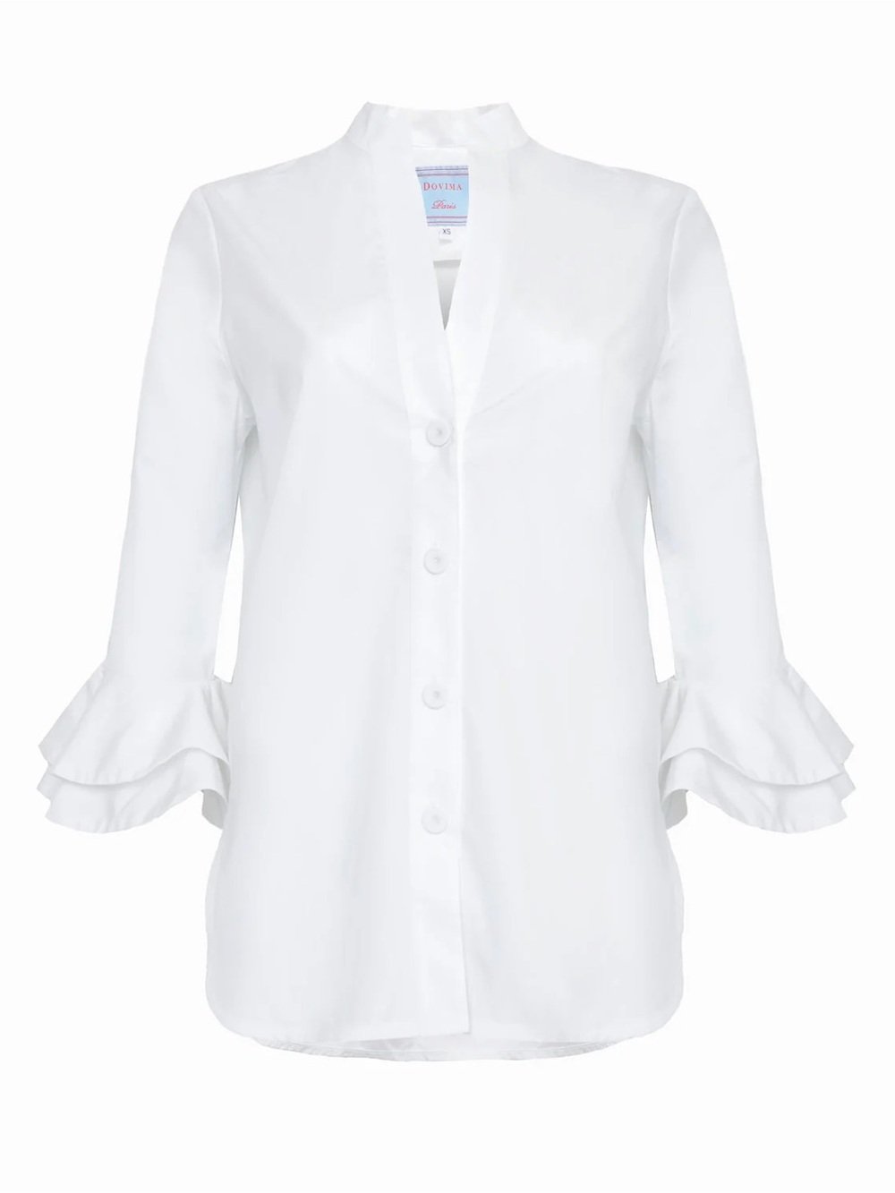 Dovima Paris Aerin Ruffle Sleeve Cotton Poplin Blouse Size Xs