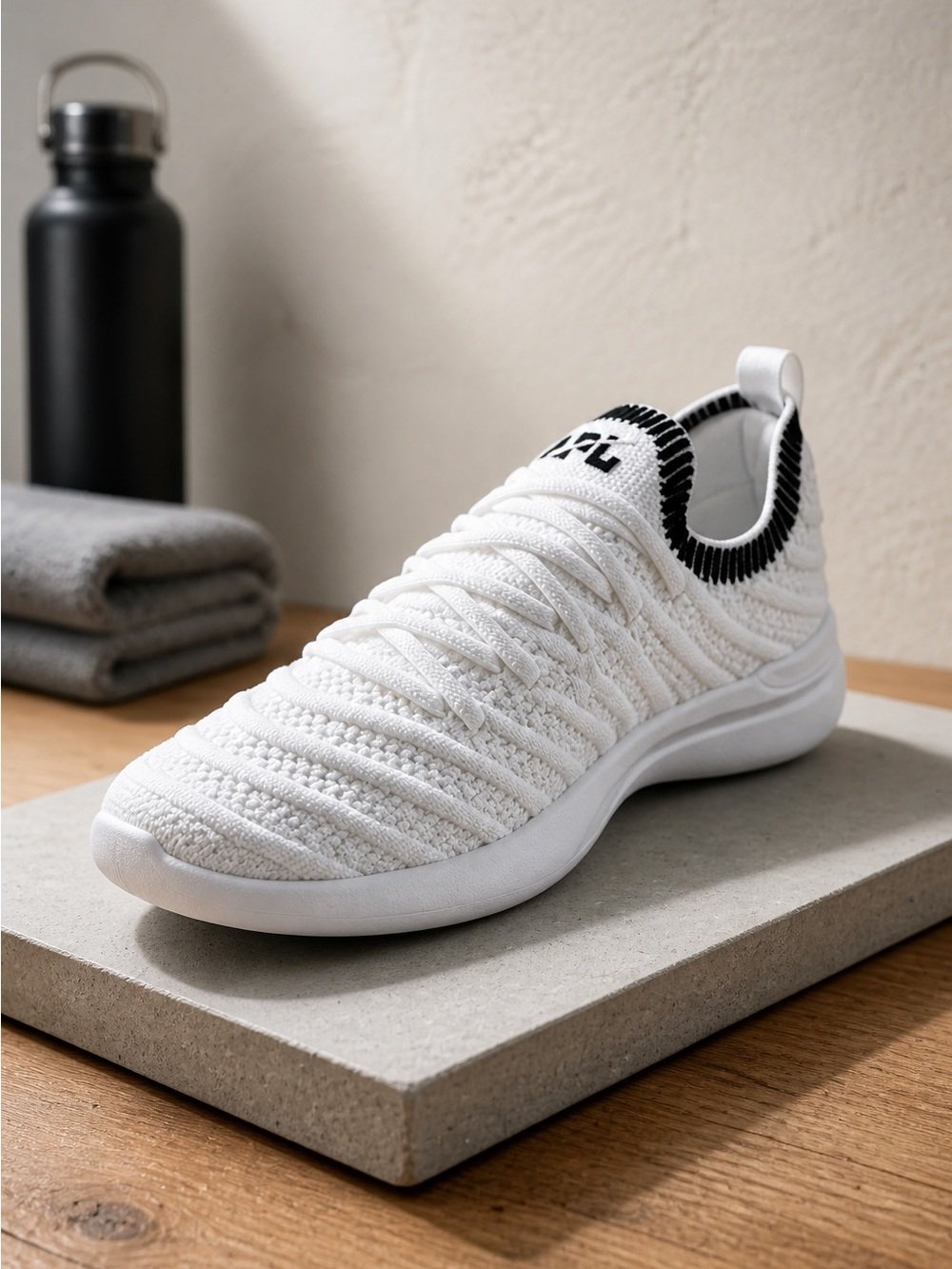 Nib Apl Youth Unisex Techloom Wave Ribbed White Athletic Shoe Sneaker - Size 2