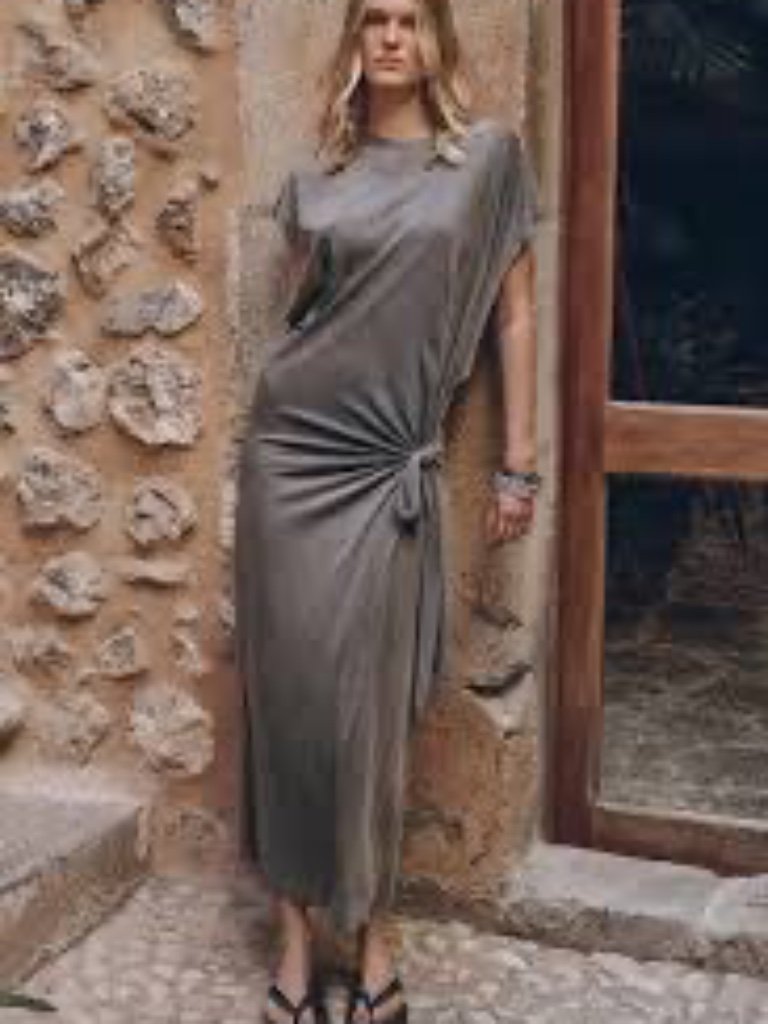 Nwt Mikuta Dark Faded Knotted Long Batwing Maxi Dress Size Xs New With Tag
