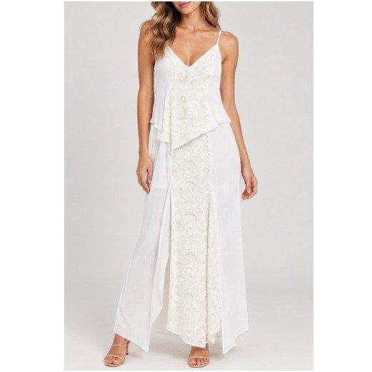 Laagam Women's Lea White Lace Midi Dress Size S Nwt