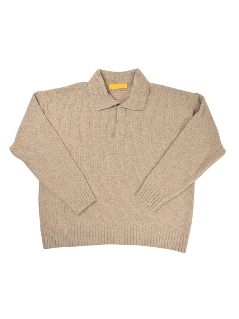 Yellow Label Co Knit Polo Sweater In Tan