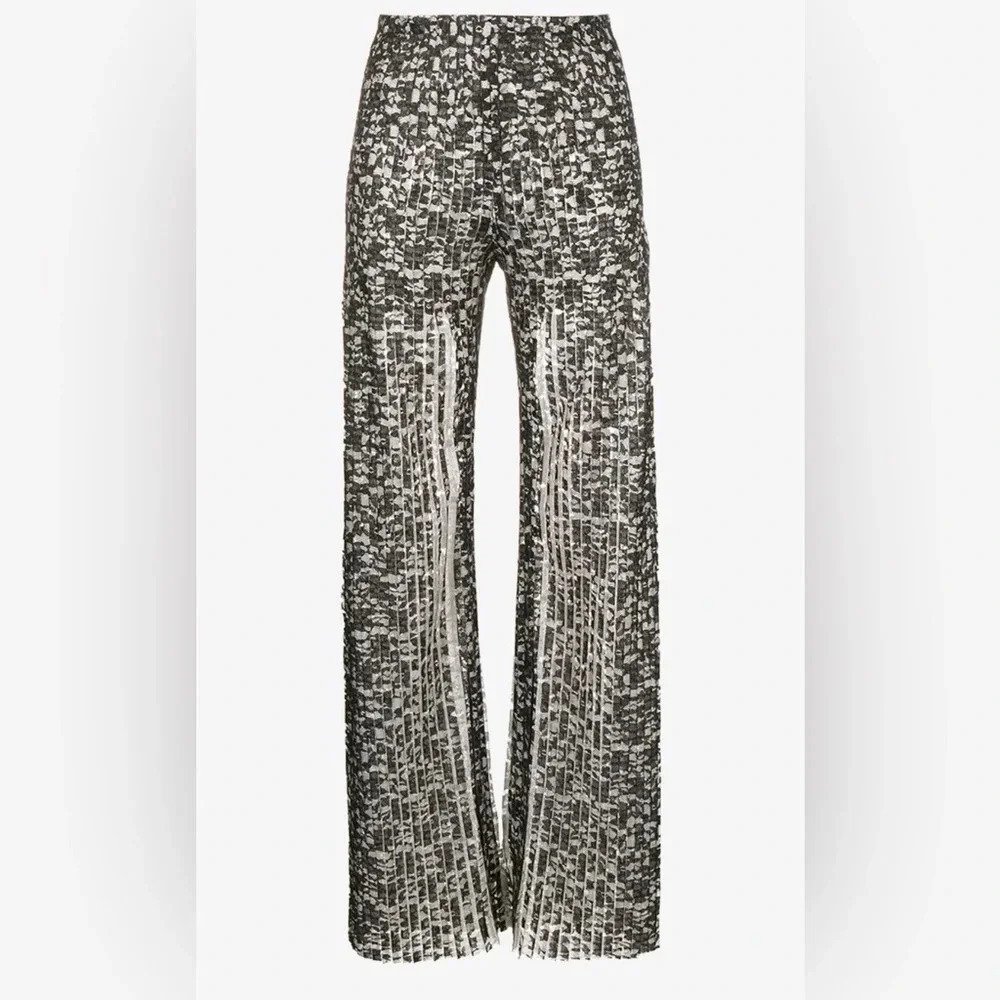 ! Huishan Zhang Pleated Lace Trousers In Black Sz 8