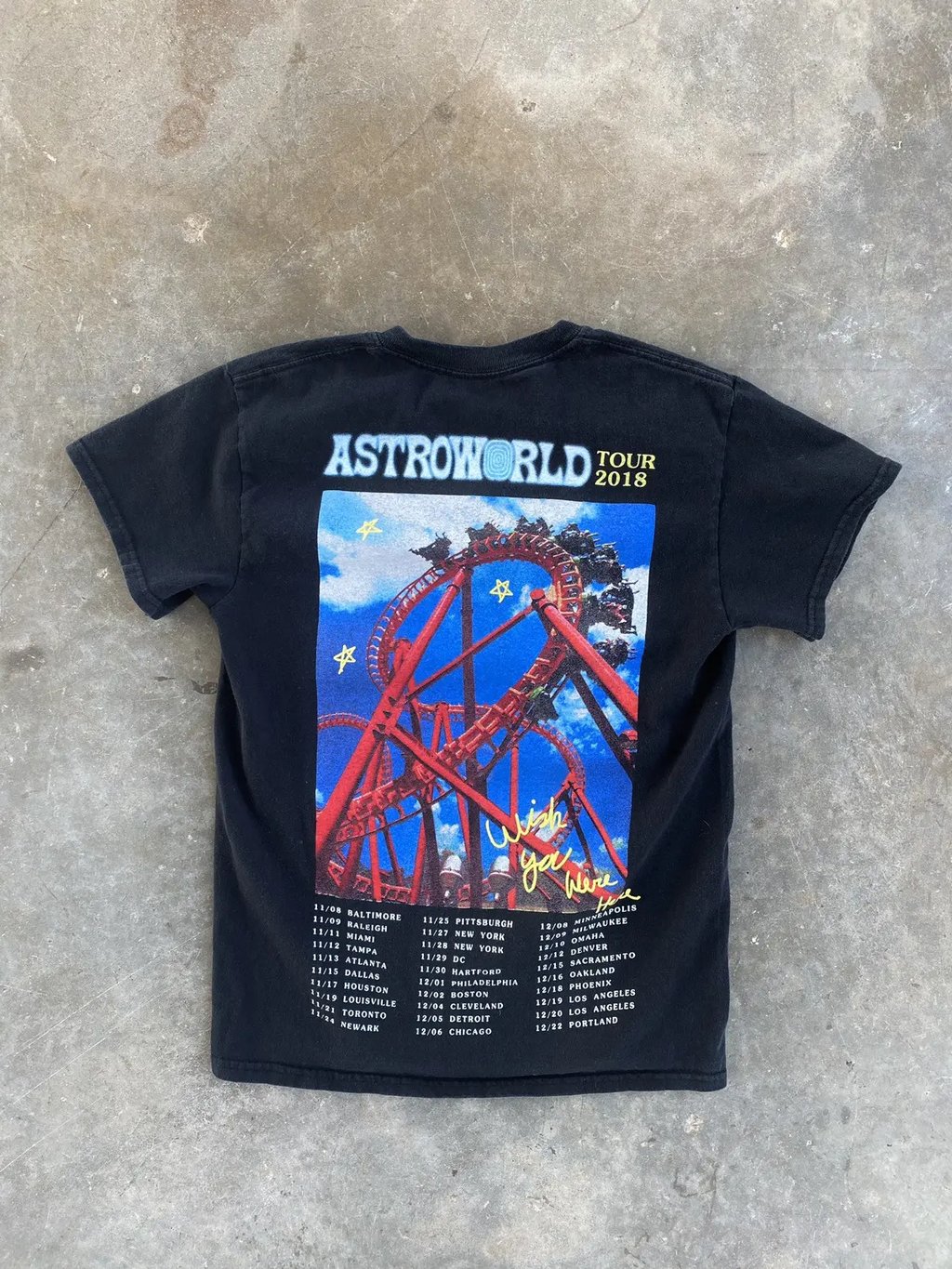 Travis Scott Astroworld Rollercoaster Black Tee Small Ts, Men's