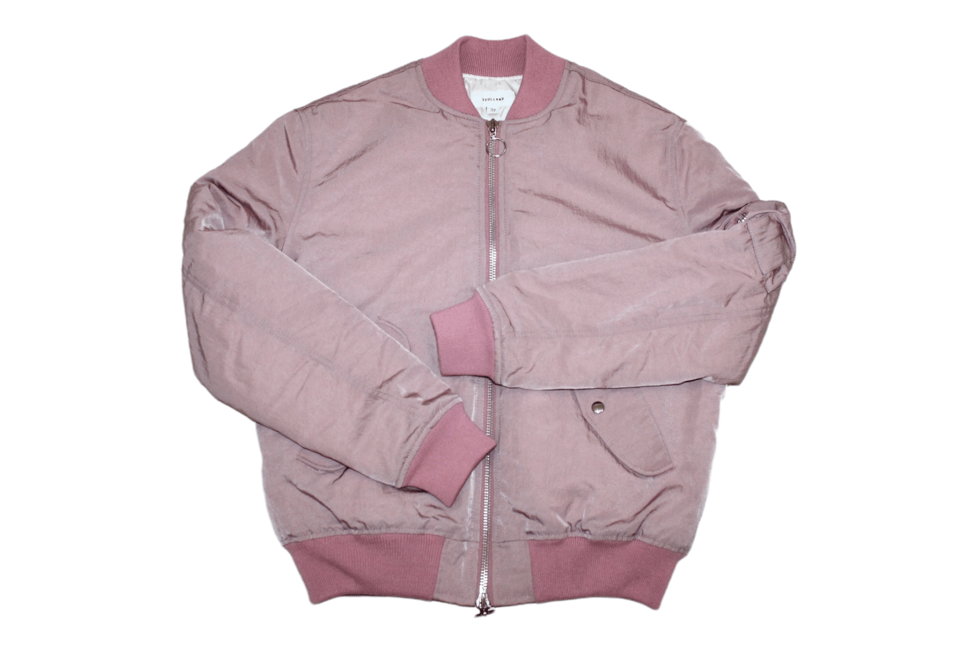 Soulland Thomasson Lining Puffer Bomber Jacket in Pink, Men's (Size Medium)