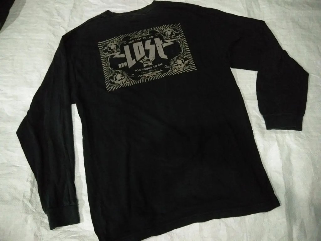 90s Subculture Streetwear Lost Skateboard in Black, Men's