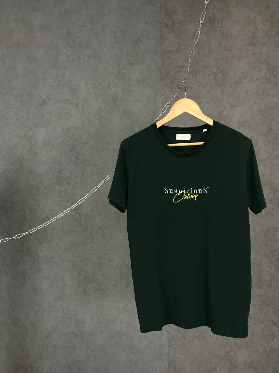 Suspicious Antwerp Streetwear Center Logo Tee in Green, Men's (Size Medium)