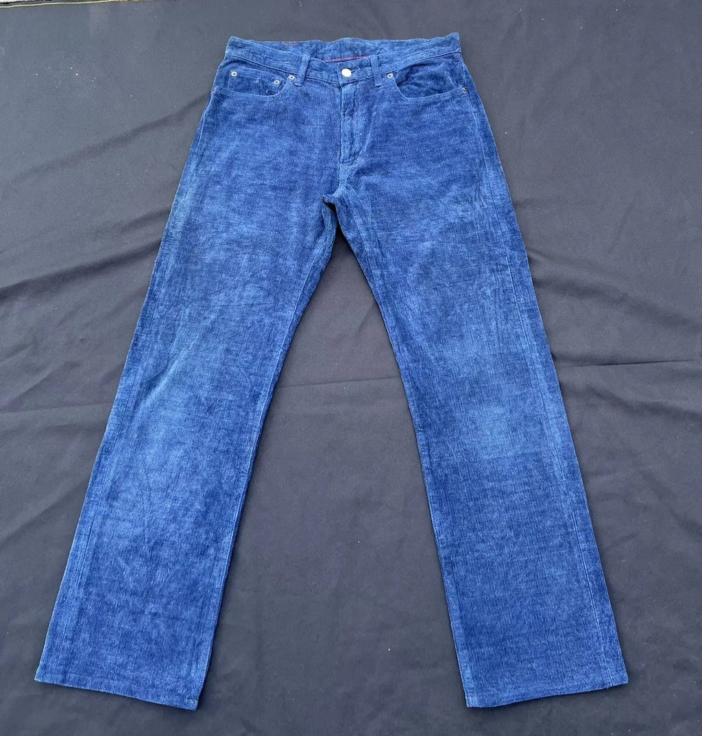 Vintage Blue Blue Japan Sun Fade Indigo Blue Cord Jeans, Men's (Size 32)