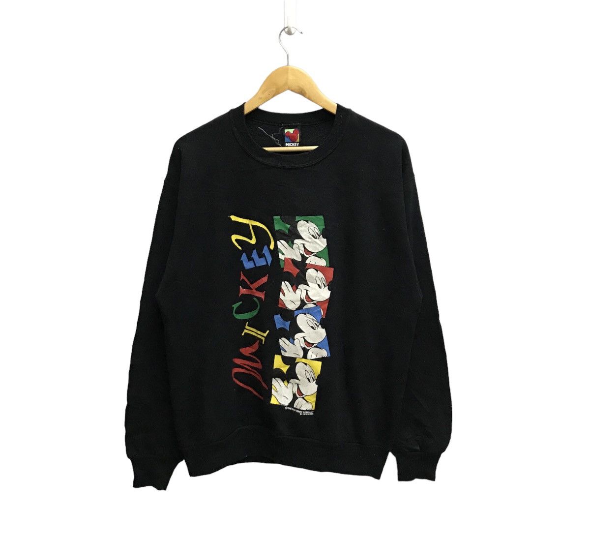 Vintage 90's Mickey Mouse By Velva Sheen Sweatshirt in Black, Men's (Size Medium)