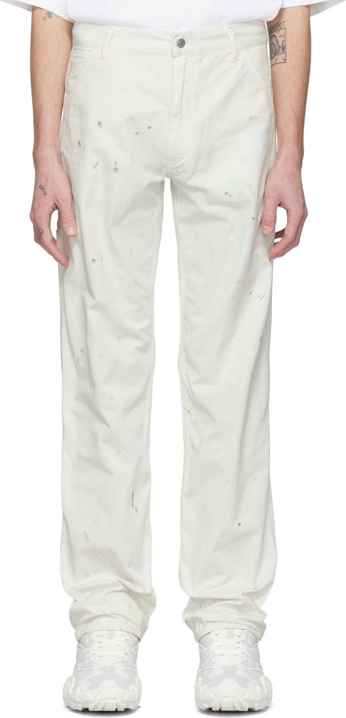 Acne Studios Off White Bla Konst Murphy Painted Jeans Carpenter Work, Men's (Size 30)