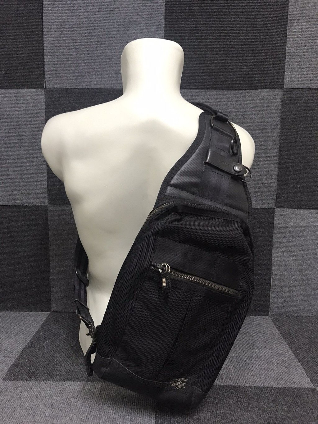 Porter Japan Very Engineered Crossbody Bag in Black, Men's