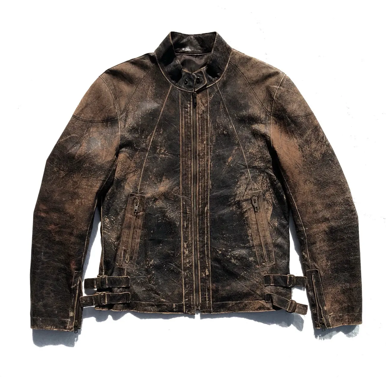 Issey Miyake Vintage Tete Homme Faded Sheepskin Leather Biker Jacket, Men's (Size Medium)