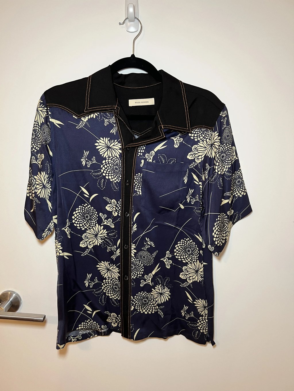 Wales Bonner Floral Printed Western Shirt in Black, Men's