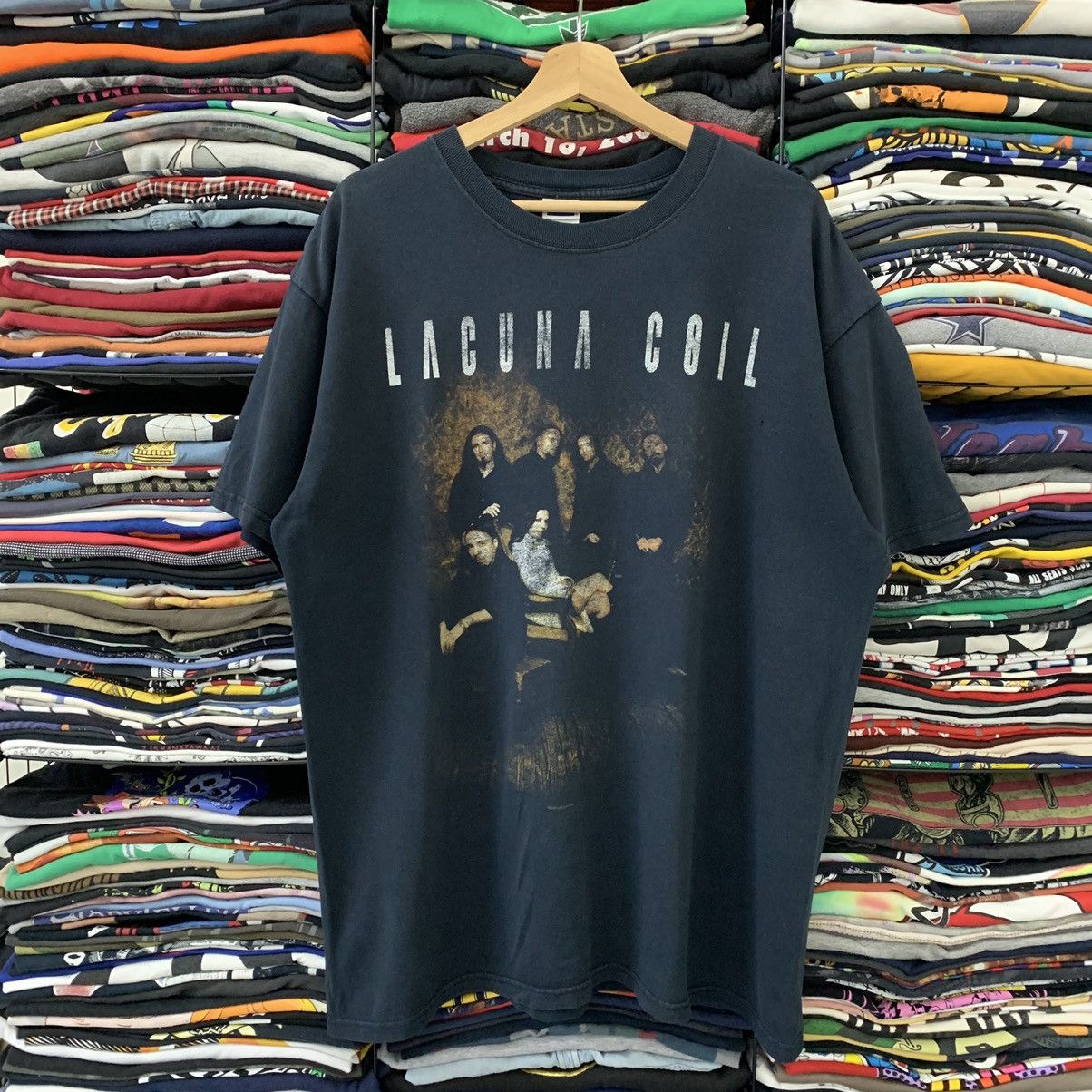 Band Tees Vintage Lacuna Coil Band Metal Tee(Korn Disturbed) in Black, Men's (Size XL)